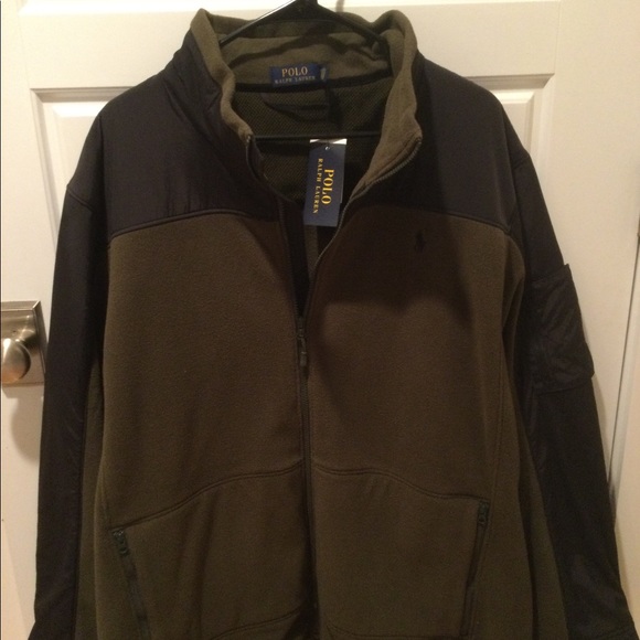 NWT Polo Ralph Lauren Olive Fleece Bomber Jacket - Picture 3 of 8